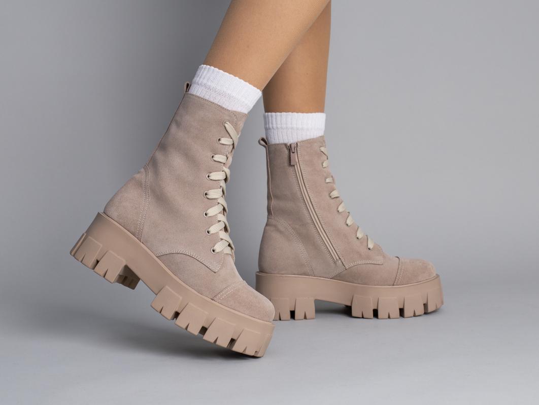 Ботинки женские замшевые демисезонные р. 36 Бежевый (6714-3д/36)