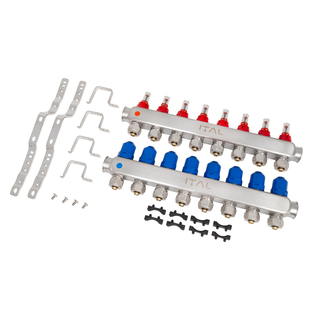 Коллекторный блок с расходомерами ITAL HC1-08 3/4" Ek нержавеющая сталь (SQ-1047073) - фото 2