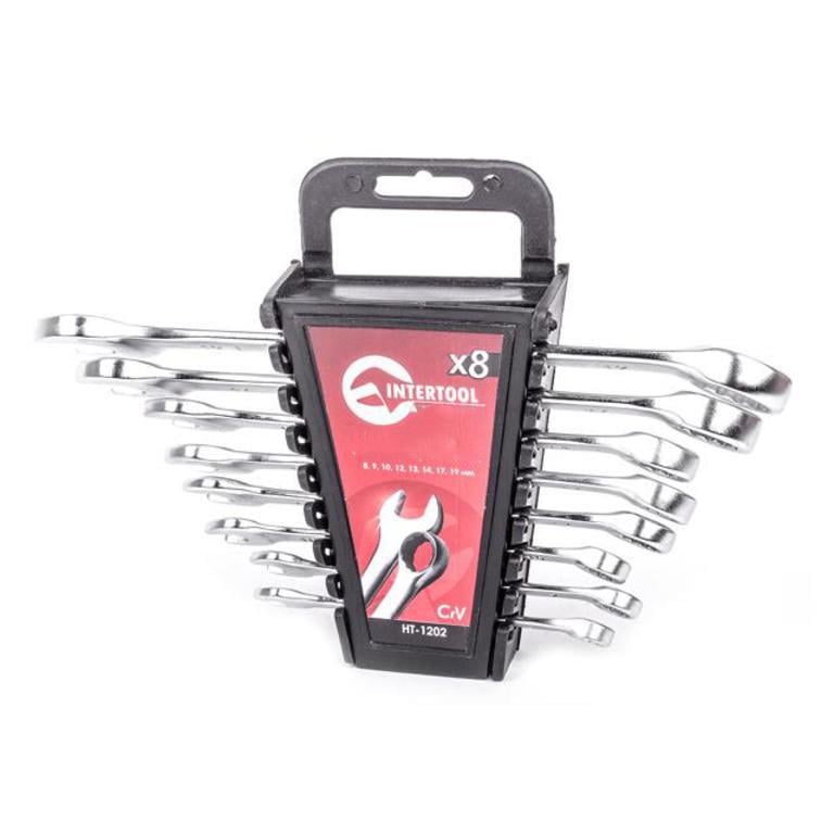 Набор ключей Intertool Cr-V комбинированных 8-19 мм 8 ед. (000026375)