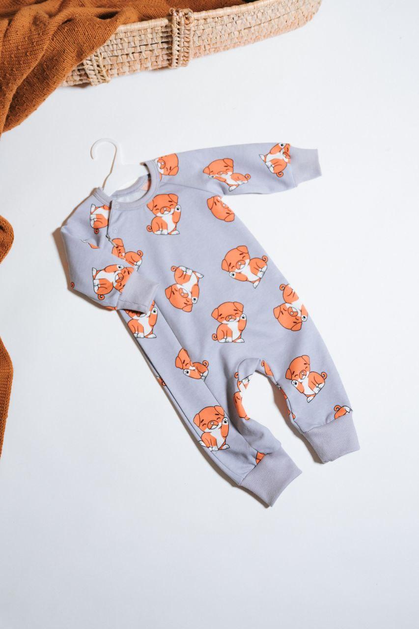 Ромпер для малюка на блискавці Мопс двонитка з начосом 68 см (2749413115)