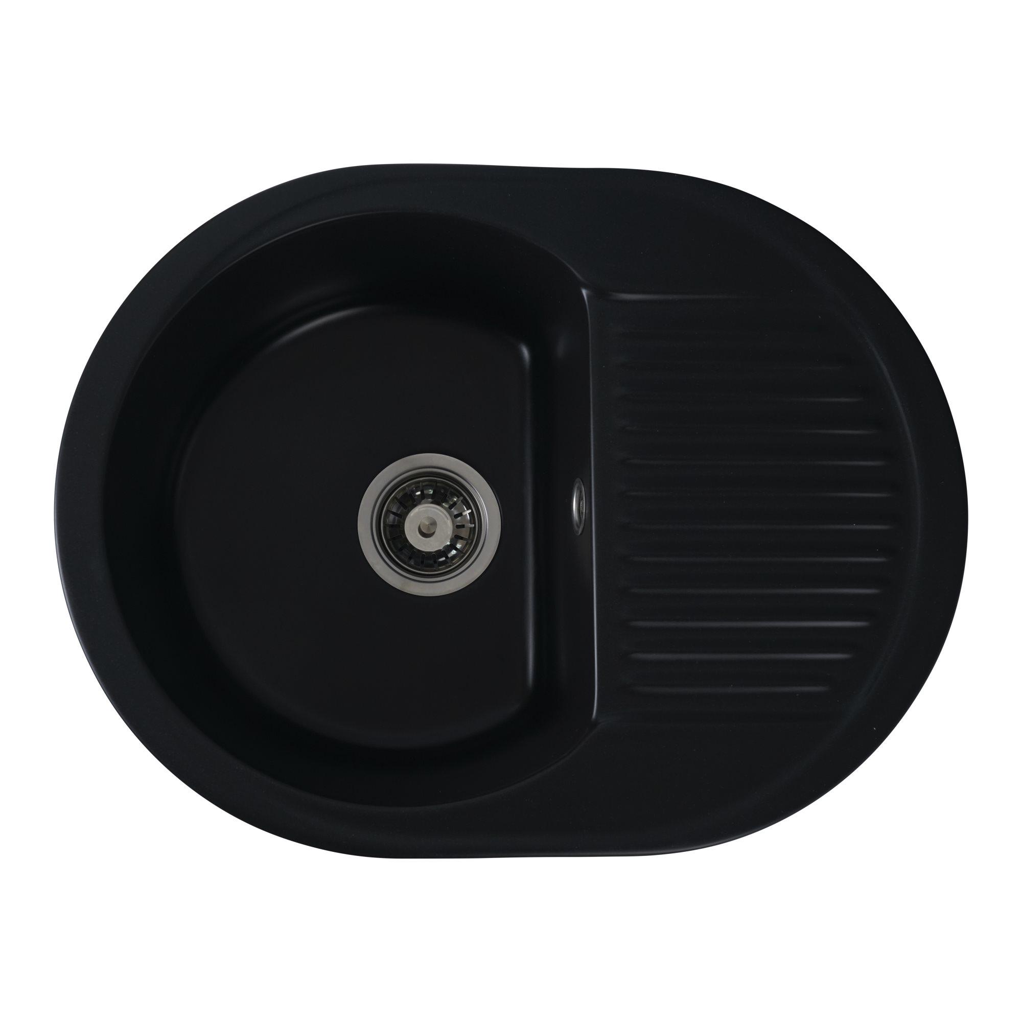 Мойка для кухни гранитная Platinum 6247 BORA глянцевая Черный