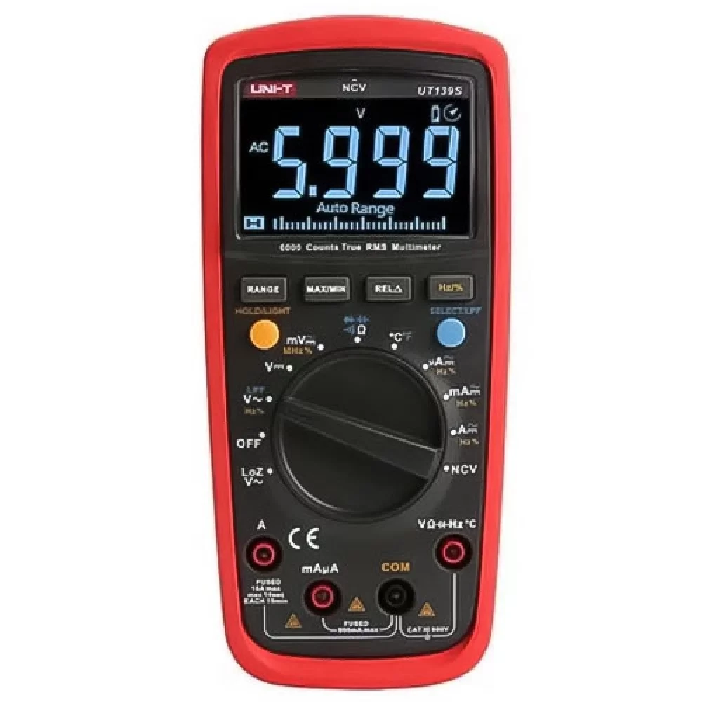 Цифровой мультиметр True RMS UNI-T UT139S многофункциональный с детектором напряжения и подсветкой Красно-черный (168-31-60-525) Цифровой мультиметр True RMS UNI-T UT139S многофункциональный с детектором напряжения и подсветкой Красно-черный (168-31-60-525)