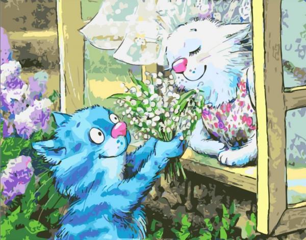 Картина по номерам Strateg Животные Знаки внимания 40х50 см в термопакете (SY6358-mt)