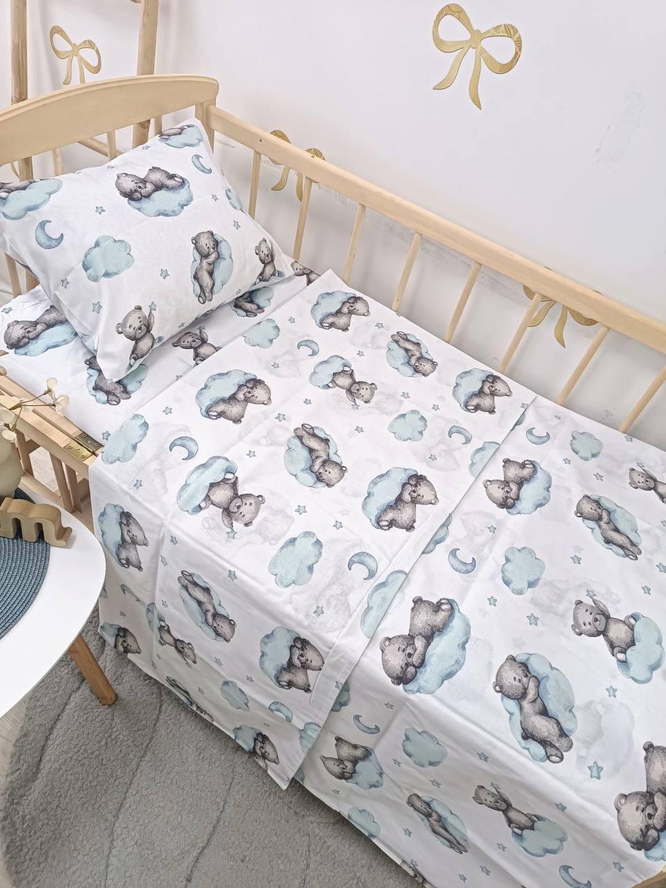 Комплект постельного белья детский наволочка/пододеяло/простыня 120х60 см (7758)