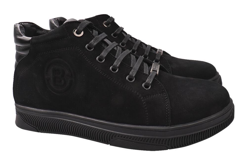 Ботинки мужские Brionis из натуральной кожи нубук на низком ходу на шнуровке Черный (89-21ZHC 42)