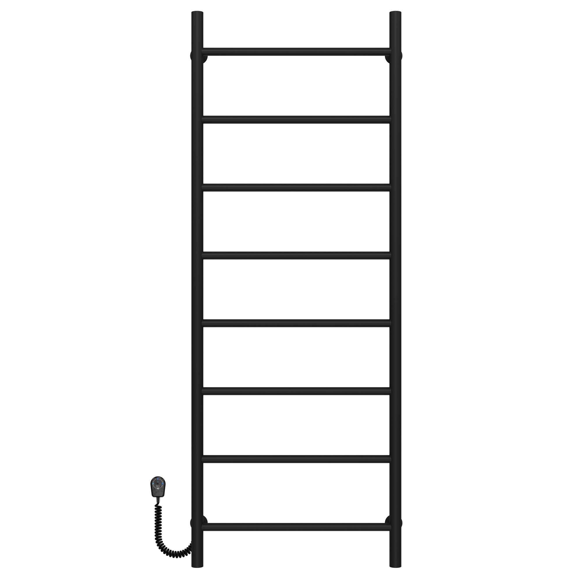 Полотенцесушитель электрический Deffi Орион П8 EF16 левое подключение нержавеющая сталь 500х1400 мм Черный (C.OR.140.50.8.EBL5)