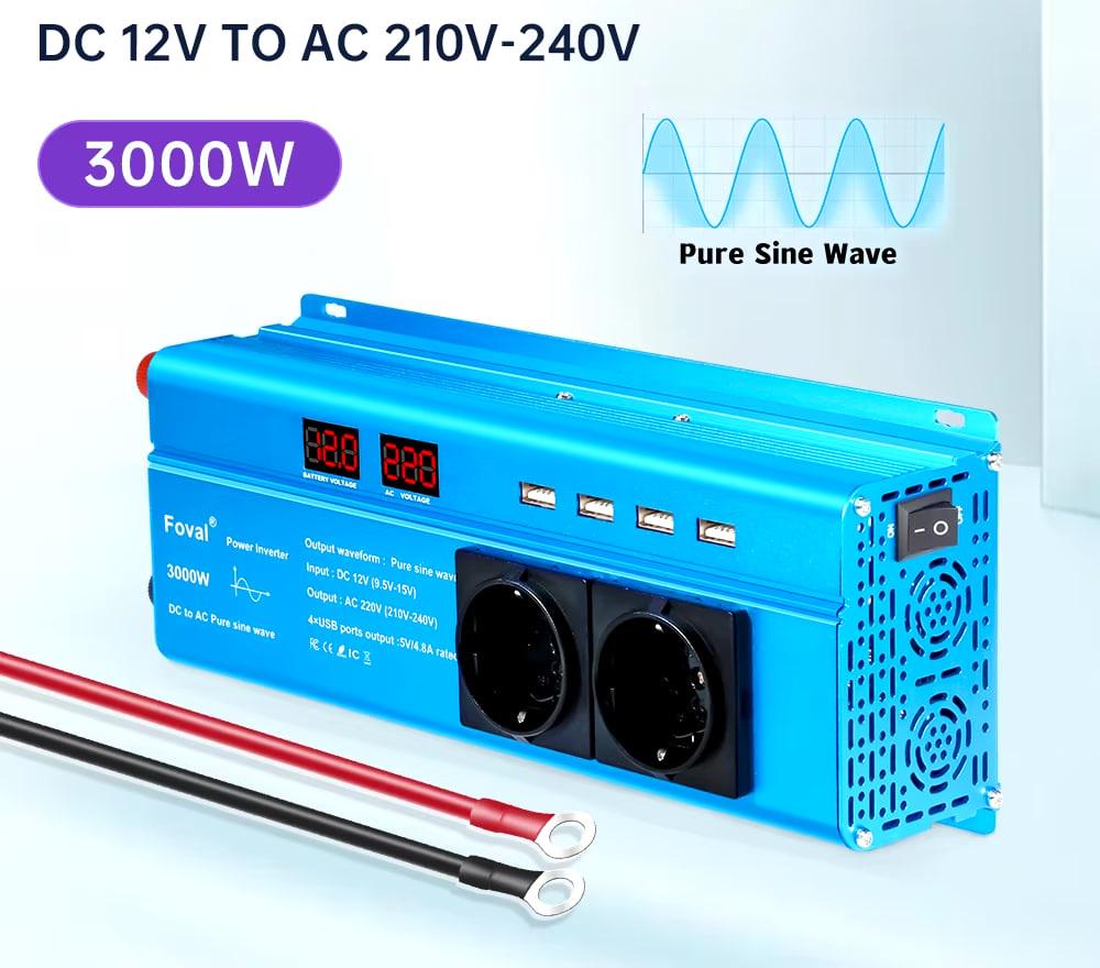 Инвертор FOVAL 3000W чистая правильная синусоида 3000W с 12 в 220 V Синий - фото 2 Инвертор FOVAL 3000W чистая правильная синусоида 3000W с 12 в 220 V Синий - фото 2