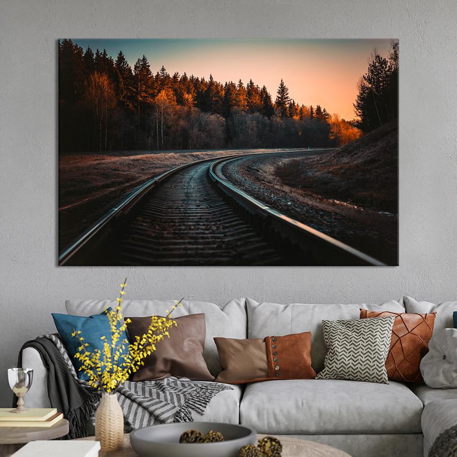 Картина природа Железная дорога на фоне леса 120x80 см (A1100-1)