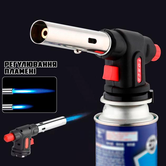 Газовая горелка с пьезоподжигом Multi Purpose Torch № 504С Черно-красный (1009521-Black) - фото 3