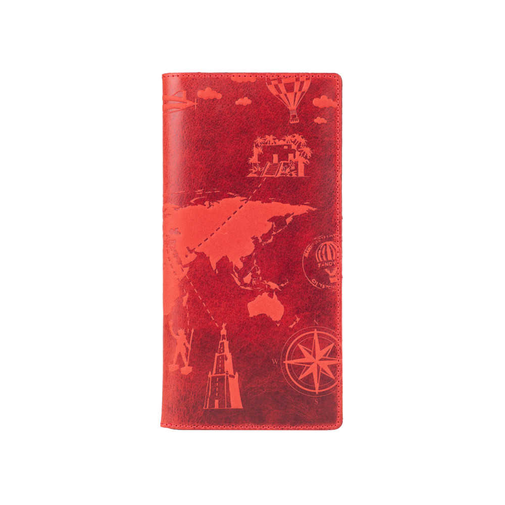 Кошелек 7 Wonders of The World из натуральной кожи и художественным тиснением Красный (WP-03-S18-1440-T002)