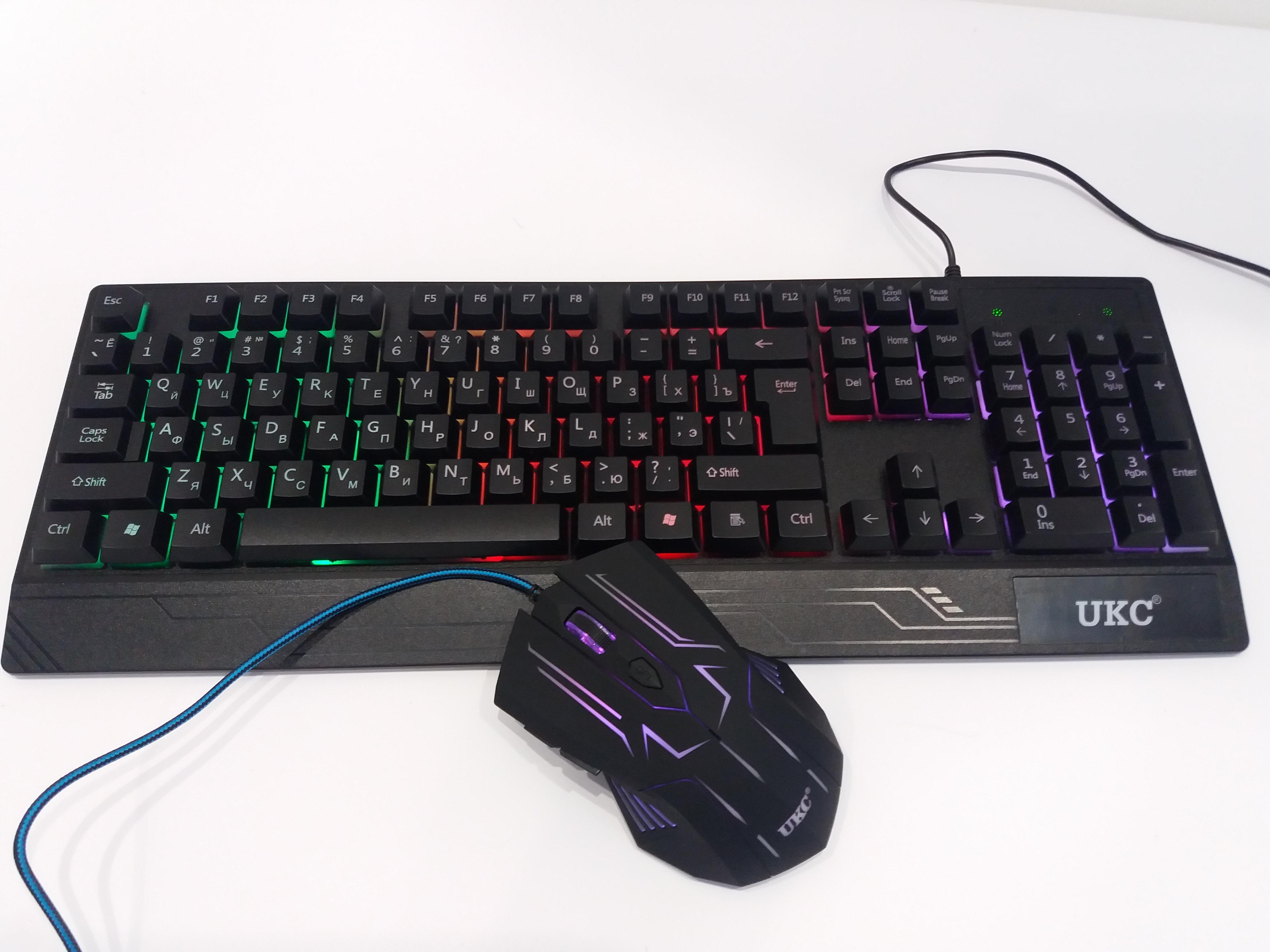 Комплект проводная клавиатура и мышка UKC 4958 с LED подсветкой KEYBOARD (1065) - фото 2