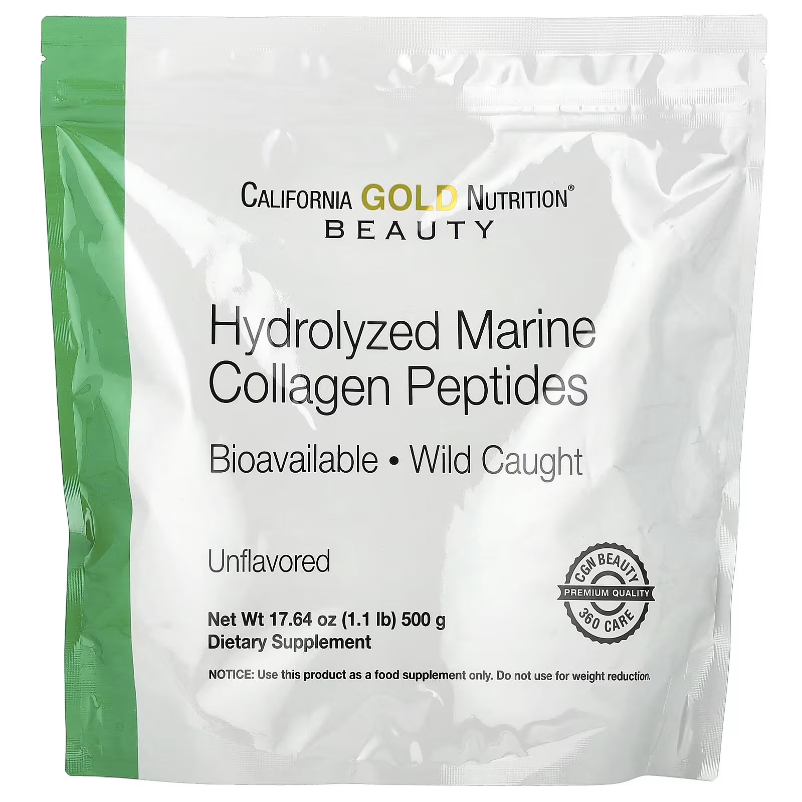 Добавка California Gold Nutrition пептиды гидролизованного морского коллагена без ароматизаторов 500 г (34521722)