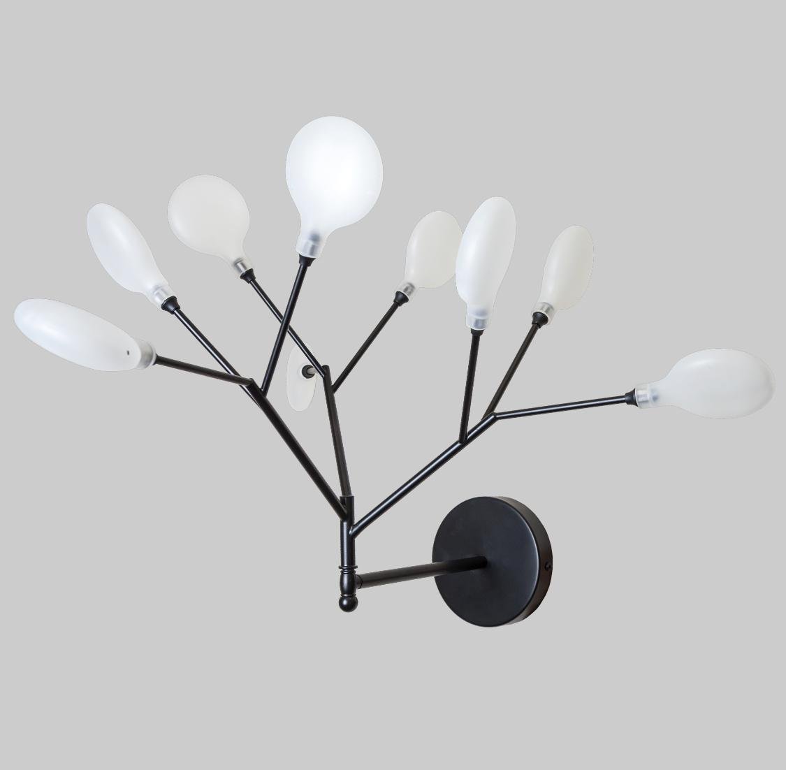 Світильник настінний Пелюстки Чорний (56-LPR0031-9 BK+WH)