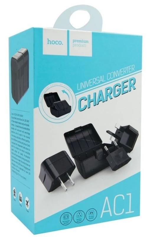 Сетевой переходник Hoco Universal Converter Charger EU US UK AU Plug Черный ( 24463opti) - фото 2