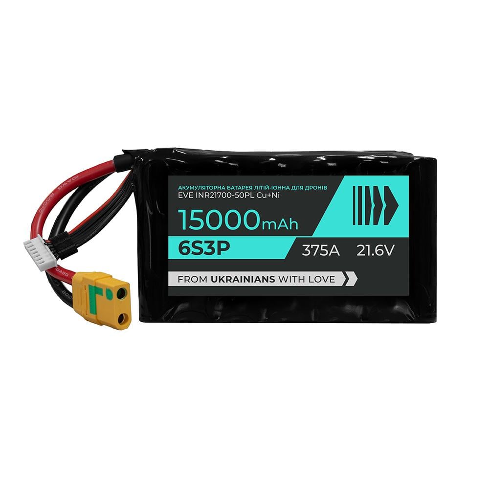 Аккумулятор для FPV дрона BTRY 6s3p EVE 50PL Cu+Ni 15000 mAh 21,6V 375А (34141610)