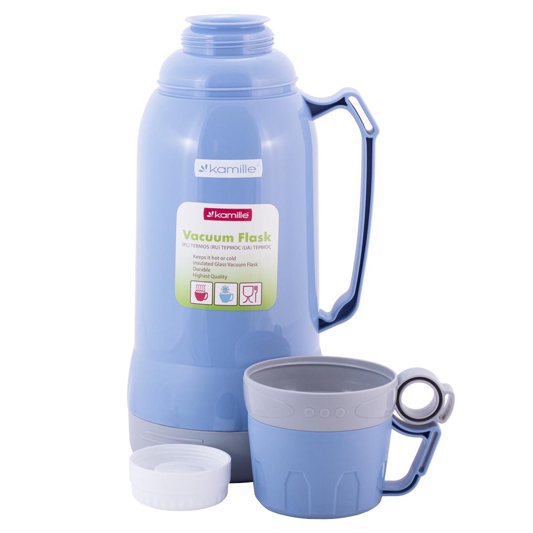 Термос Kamille Vizo со стеклянной колбой 1800 мл Голубой (8431446) - фото 3