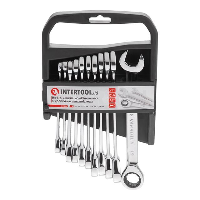 Набір ключів комбінованих з храповим механізмом 11 од. 8-19 мм (DIN3113)