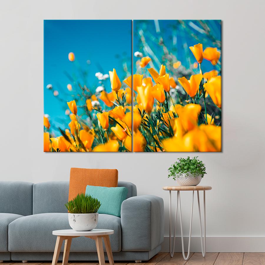 Картина цветы и растения Дикие жёлтые цветы 111x81 см (A1050-2)