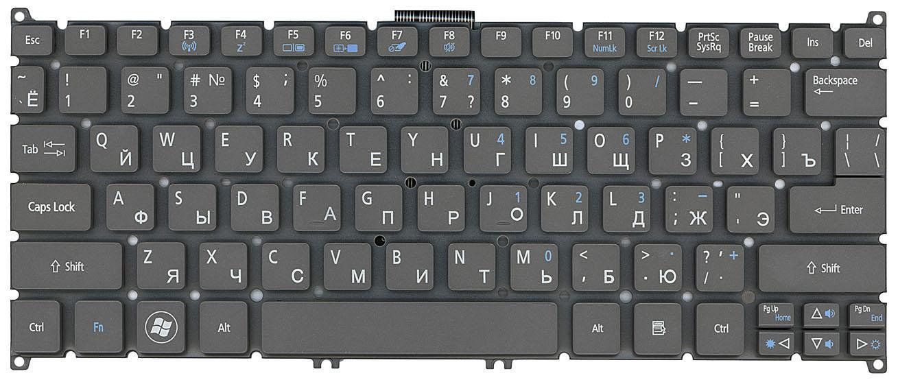 Клавиатура для ноутбука Acer Aspire S3 Gray Клавиатура для ноутбука Acer Aspire S3 Gray