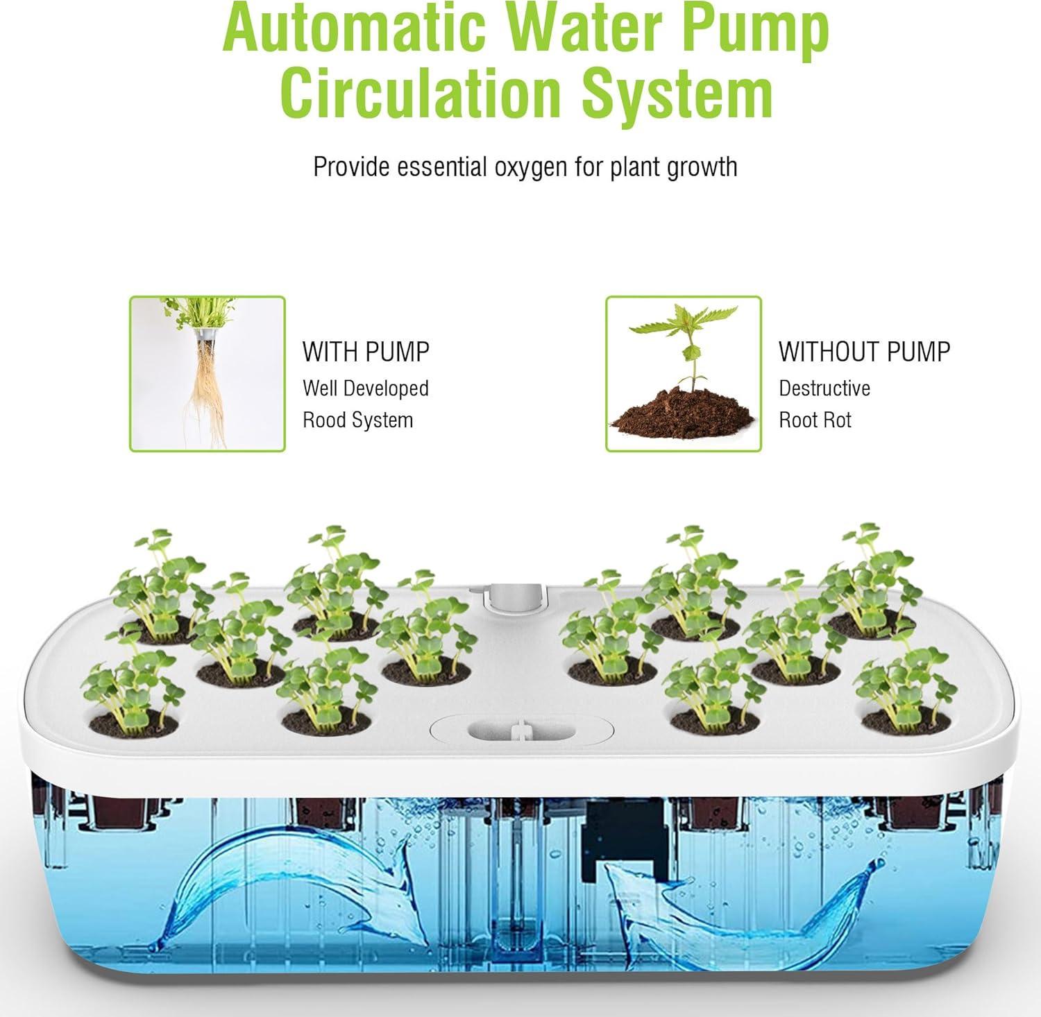 Система гідропонічного вирощування 12-місна GOLUMUP із регульованою висотою та світлодіодним контролем світла з автоматичним таймером 50 см Білий - фото 7