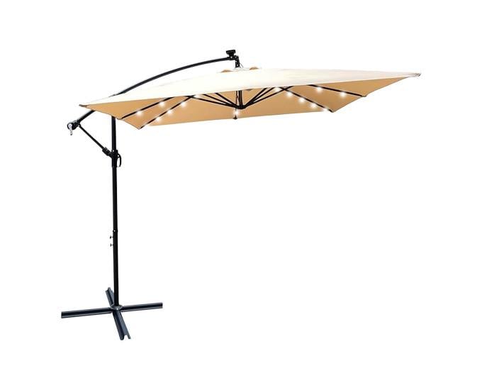 Парасоля садова WCG з LED-підсвіткою та чохол 2,5х2,5 м Бежевий