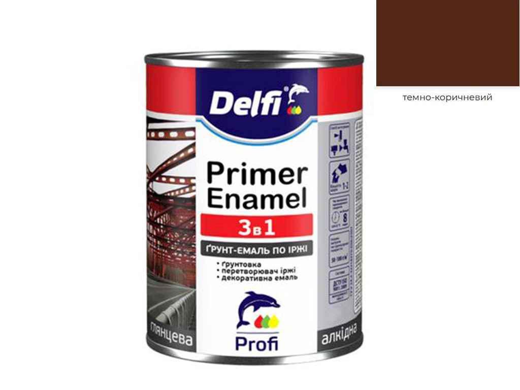 Грунт-эмаль Delfi по ржавчине 3в1 2,8 кг Темно-коричневый матовый (1007937)