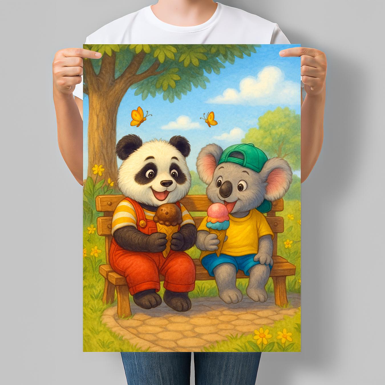 Постер для детской комнаты Панда и Коала едят мороженое 42x60 см A2 без рамки (DYT017_A2) Постер для детской комнаты Панда и Коала едят мороженое 42x60 см A2 без рамки (DYT017_A2)