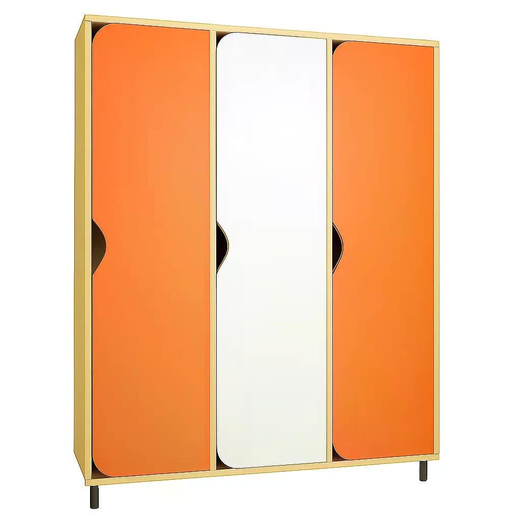 Шкаф для раздевалки DS-030 3-секционный на металлических регулируемых ножках Оранжевый/Белый - фото 1 Шкаф для раздевалки DS-030 3-секционный на металлических регулируемых ножках Оранжевый/Белый - фото 1