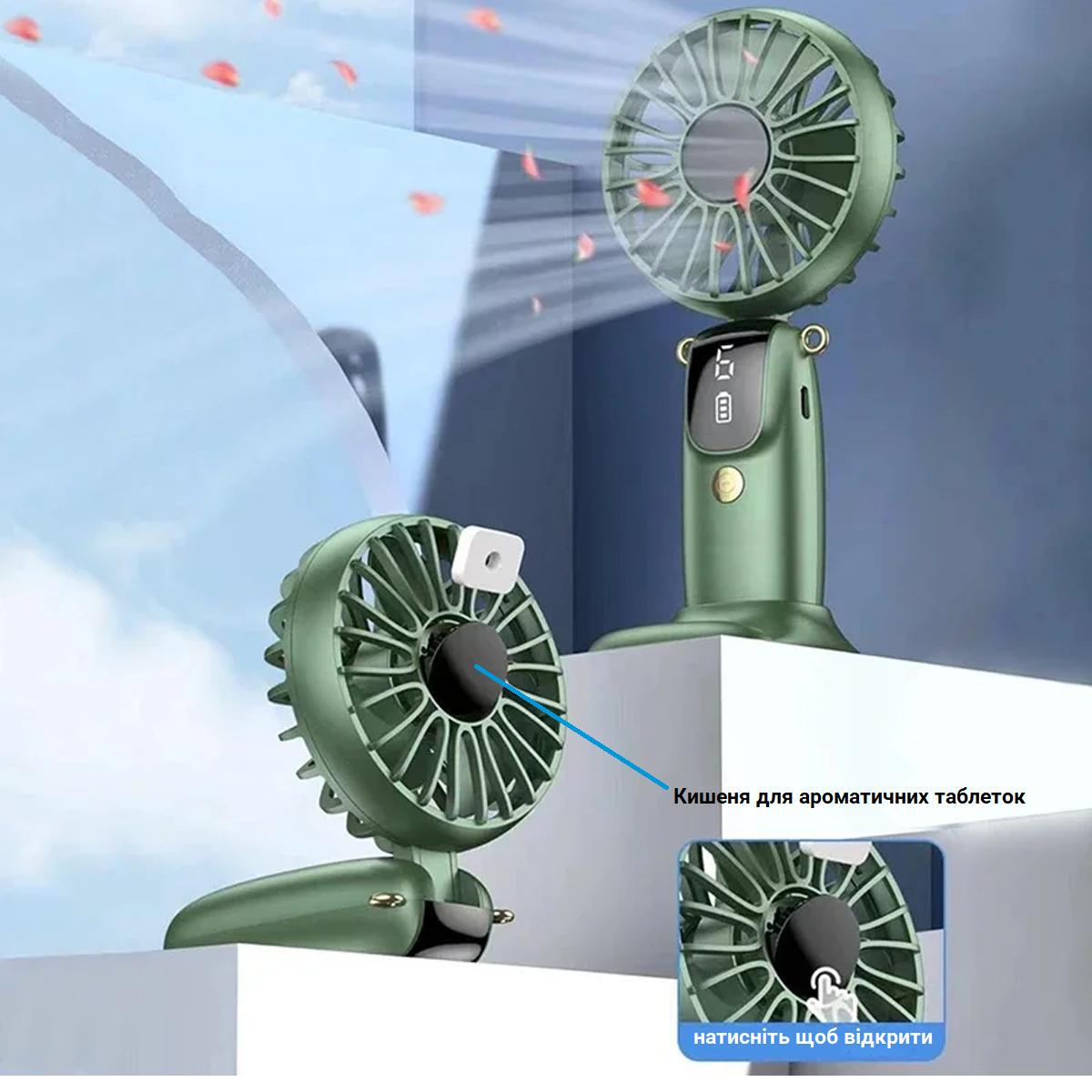 Вентилятор портативный складной USB HH-F10 дисплей подставка/шнурок/аромотаблетка Navy (200306) - фото 6 Вентилятор портативный складной USB HH-F10 дисплей подставка/шнурок/аромотаблетка Navy (200306) - фото 6