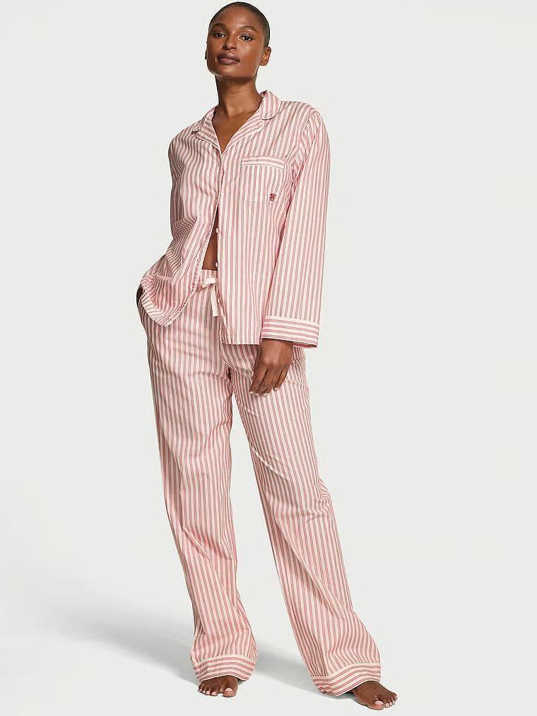 Пижама котоновая Victoria's Secret Heritage Cotton Long Pajama Set Regular полоска S Розовый (27161219)