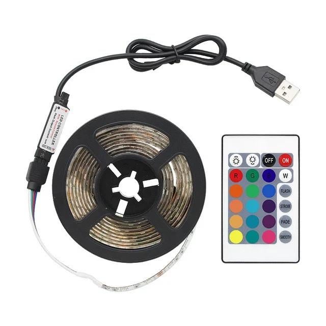 Лента светодиодная Rias 5050 LED RGB в бухте 5 V USB разноцветная 2 м (4_00528)