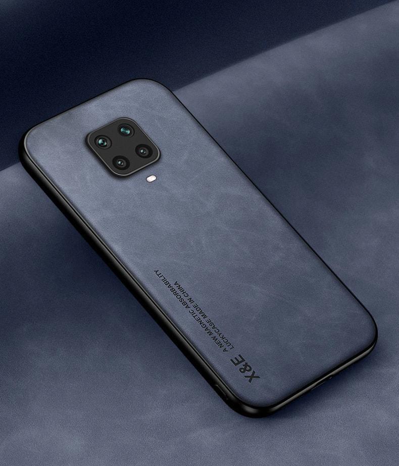 Кожаный чехол XnE Xiaomi Redmi Note 9S с металлической вставкой Blue (34286-28)