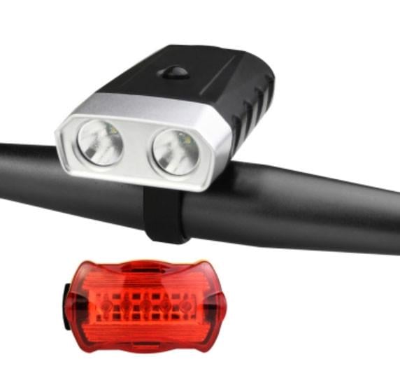 Велофара с задним фонарем-мигалкой RB-B12 водонепроницаемая с креплением (1969424761)