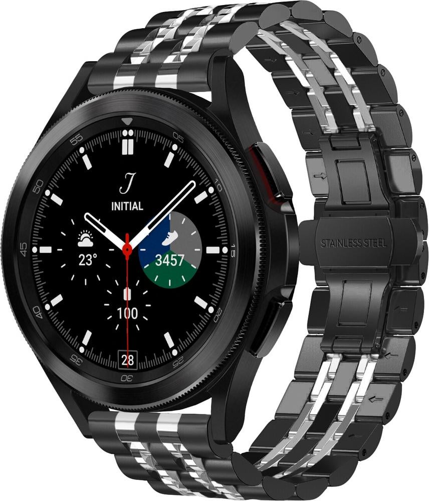 Браслет металлический Spinye Line для Galaxy Watch 4 Classic 46 мм Black Silver (29025-03)