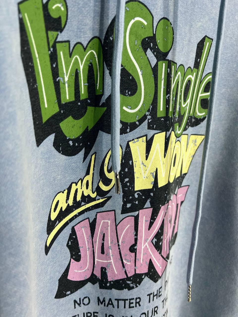 Худі жіночий A-N 25040 подовжений з капюшоном варений тай дай OS Блакитний (3432) - фото 5