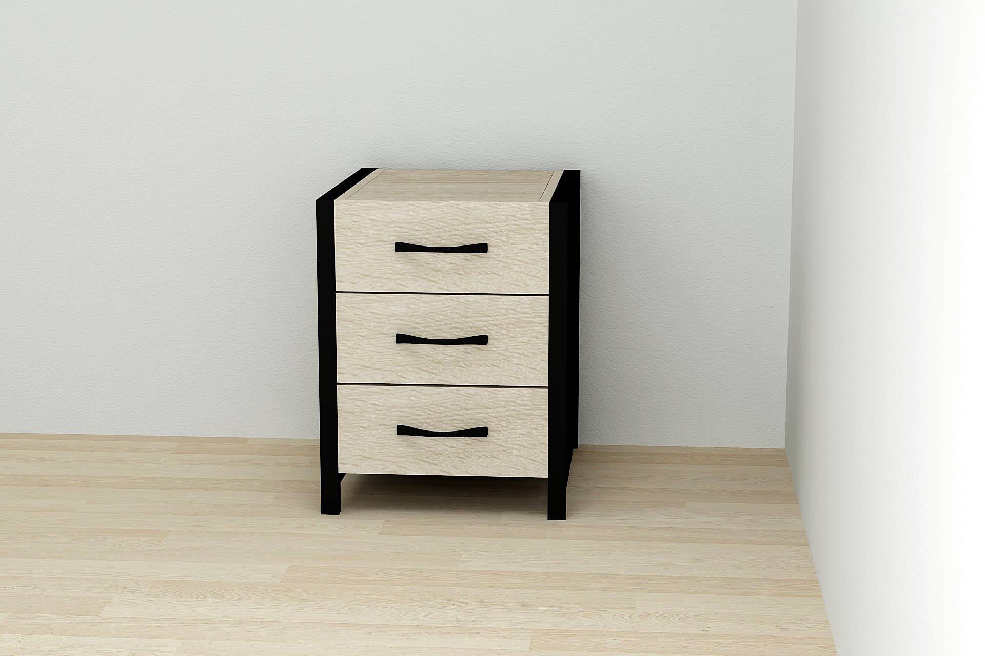 Тумба универсальная Ferrum-decor Вивьен 3 ДСП 16 мм 50x41x40 см Черный/Дуб Сонома (FRD-104188)