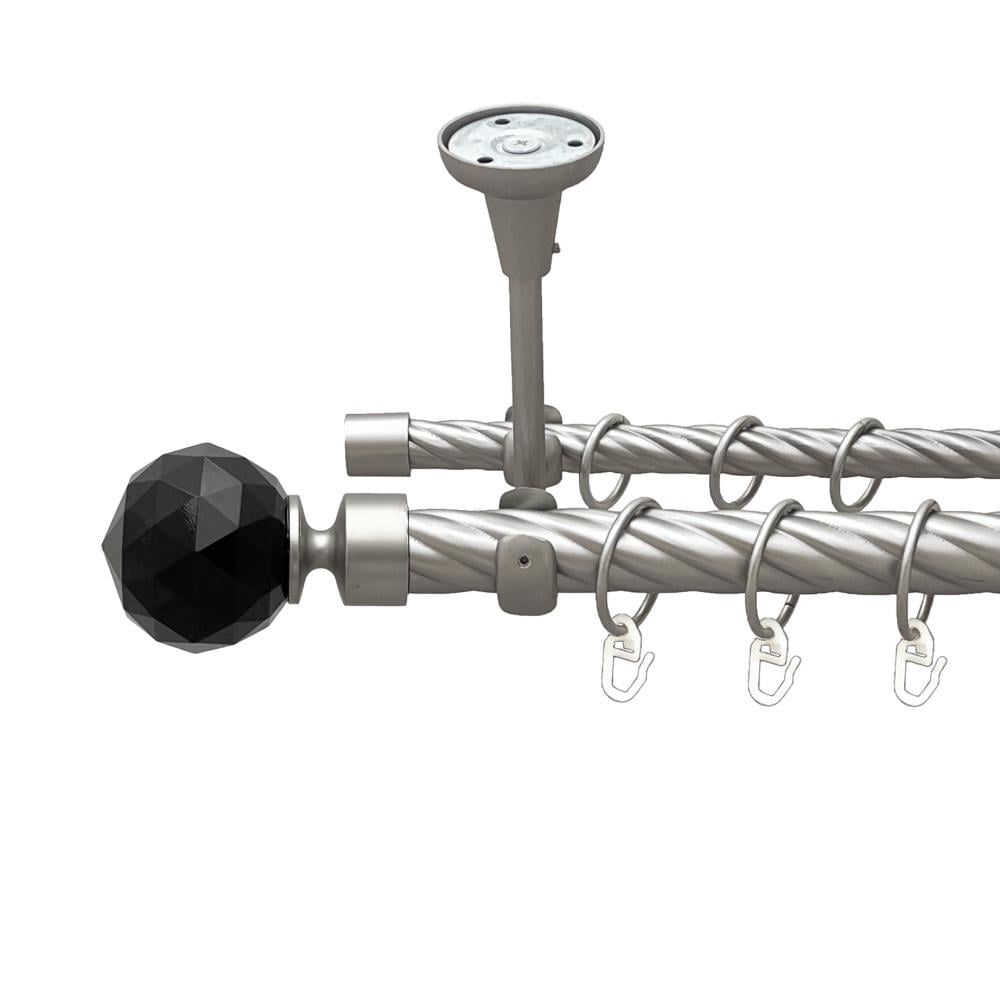 Карниз Orvit Люміера Неро металевий дворядний відкритий до стелі скручена труба кільце металеве 25/16 мм 200 см Сатин (00-00024119)