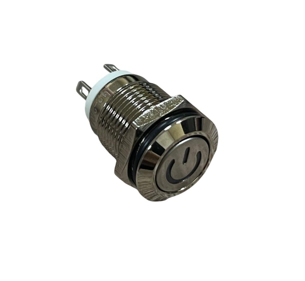 Кнопка питания DC 12-24V 4A подсветка White Power импульсная IP65 под монтаж 12 мм (00-00026705) Кнопка питания DC 12-24V 4A подсветка White Power импульсная IP65 под монтаж 12 мм (00-00026705)