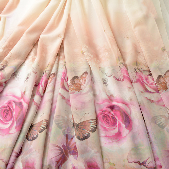 Тюль-вуаль набивная IDEIA Bytterfly rose V-05А 3,0 м Пудра (2200004080109)