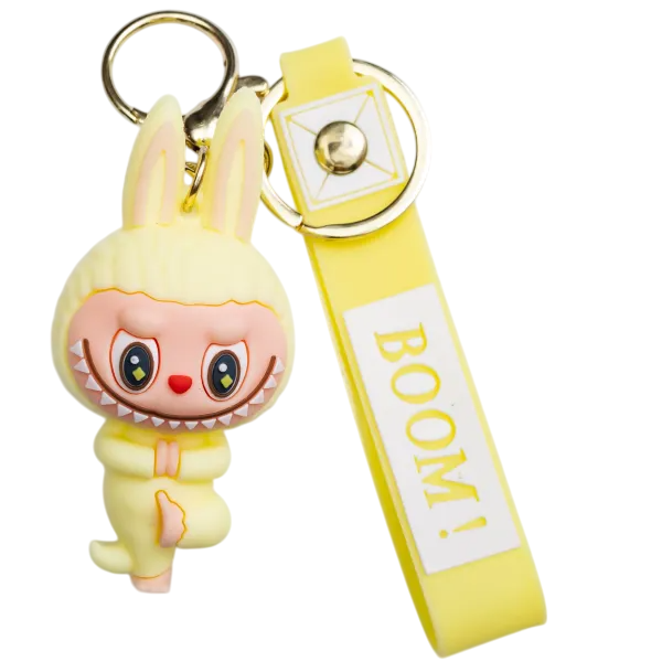 Брелок для ключей Лабубу Yellow Yoga 4х8 см Желтый