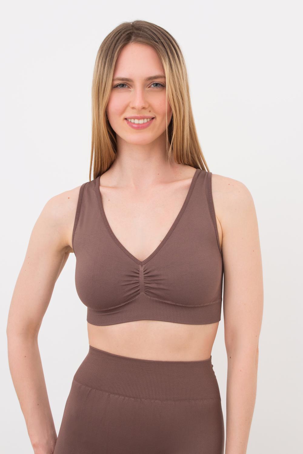 Топ жіночий безшовний Giulia TOP SHAPE push-up з мікрофібри S/M Brown (4823116921863)
