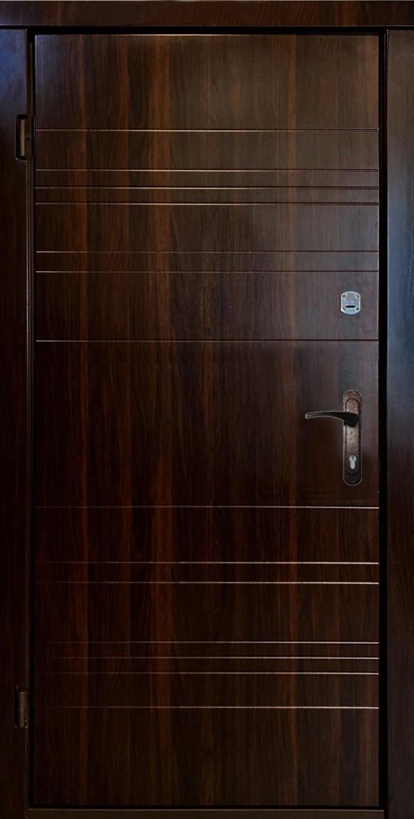 Двері вхідні і MSM Вулкан 63022 2 замки метал 1,2 мм МДФ ліві Горіх темний