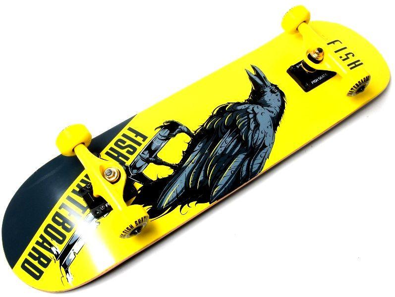 Скейт деревянный Fish Skateboard с рисунком Raven - фото 5