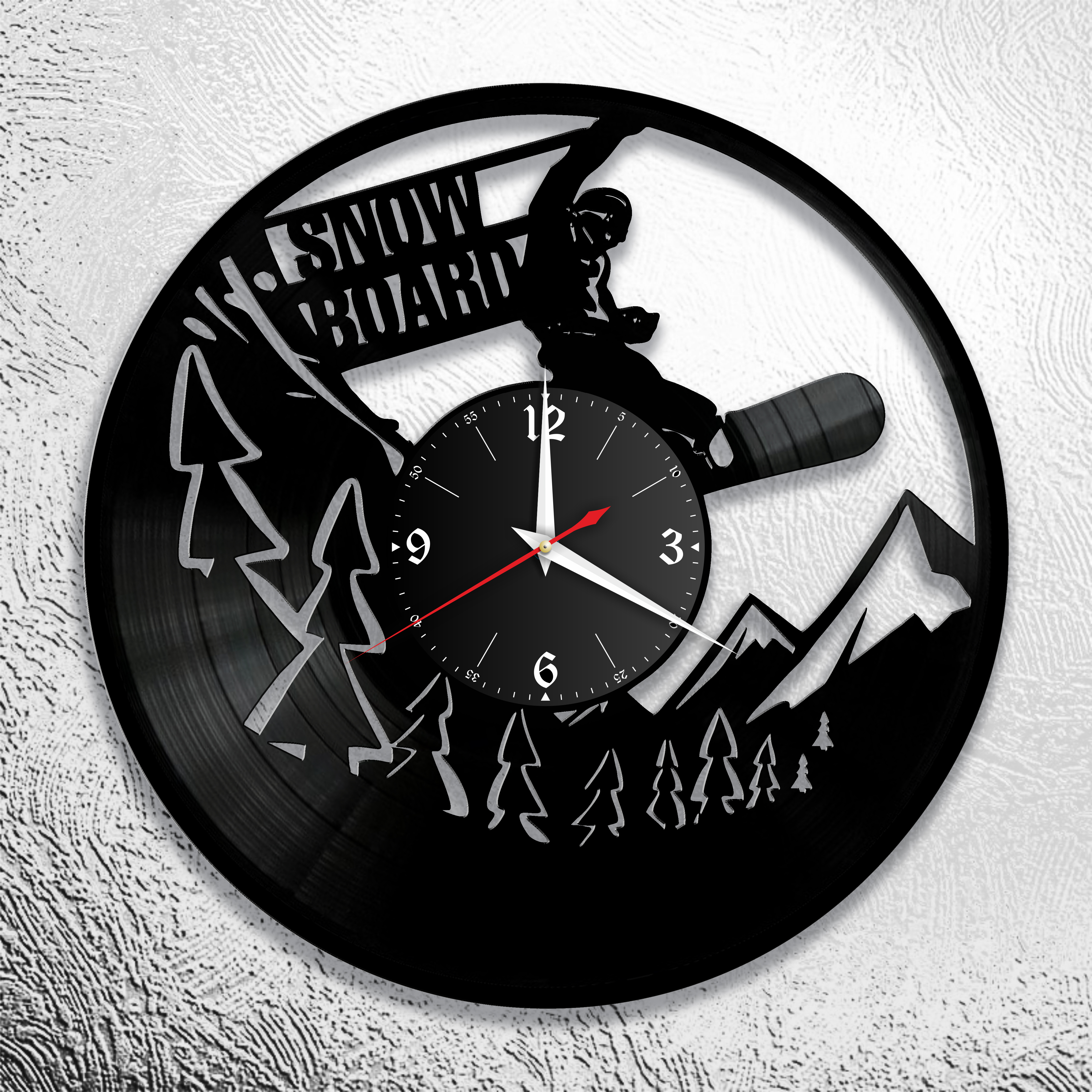 Годинник настінний Сноубординг 0969 з вінилової платівки