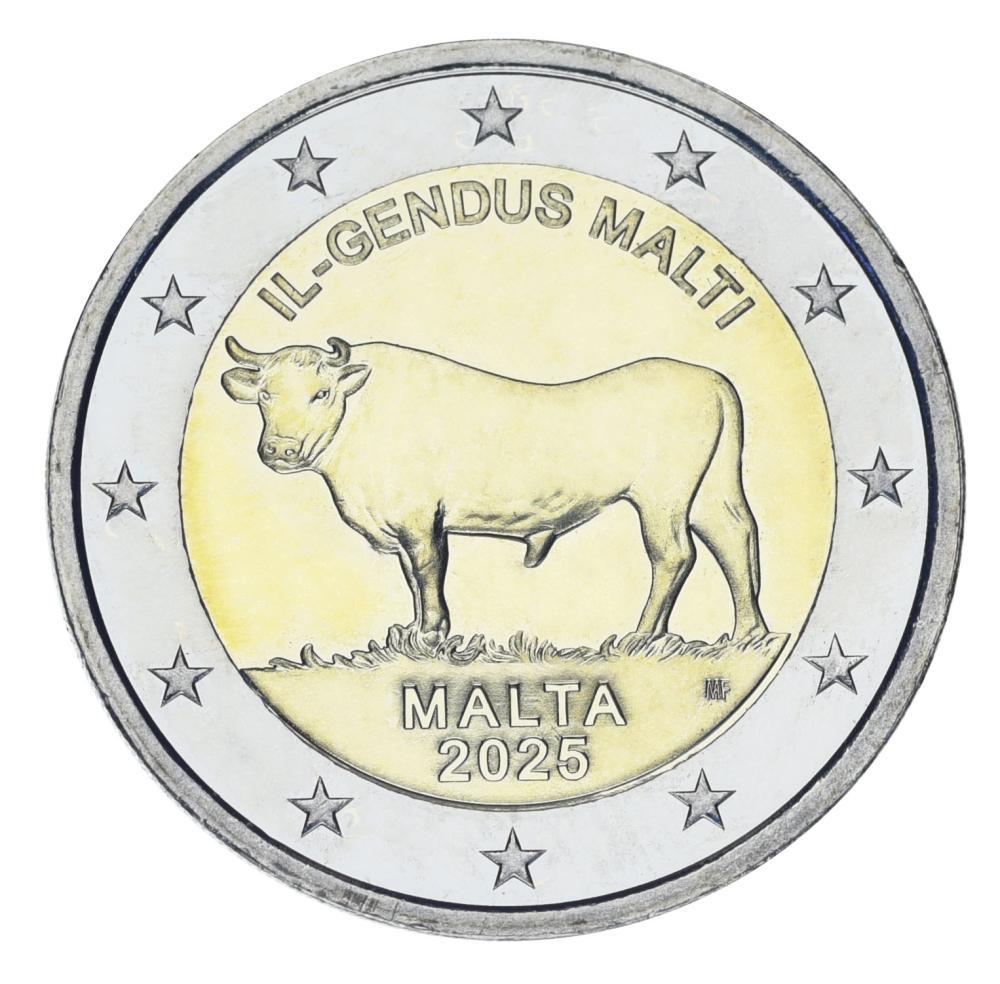 Коллекционная монета Мальта 2 евро 2025 Биметалл UNC Мальтийский бык (М22253)