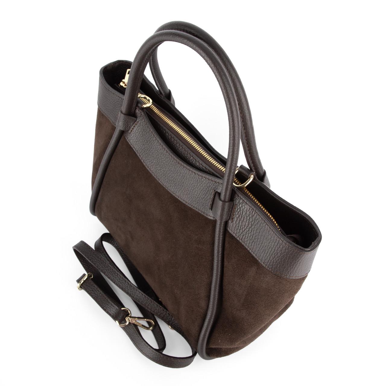 Сумка женская Virginia Conti замшевая с 2 ручками Шоколадный (04027) - фото 4