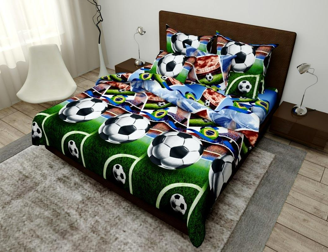 Комплект постельного белья детский Футбол бязь полуторный 150х220 см (G-4355)