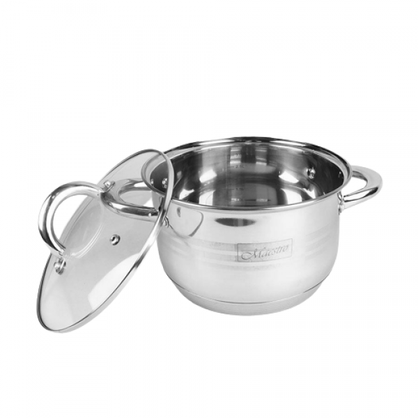 Набор посуды Maestro Basic из нержавеющей стали со стеклянными крышками 2,9 л/3,9 л/5,1 л/6,5 л 8 пр. (71286e4a) - фото 3