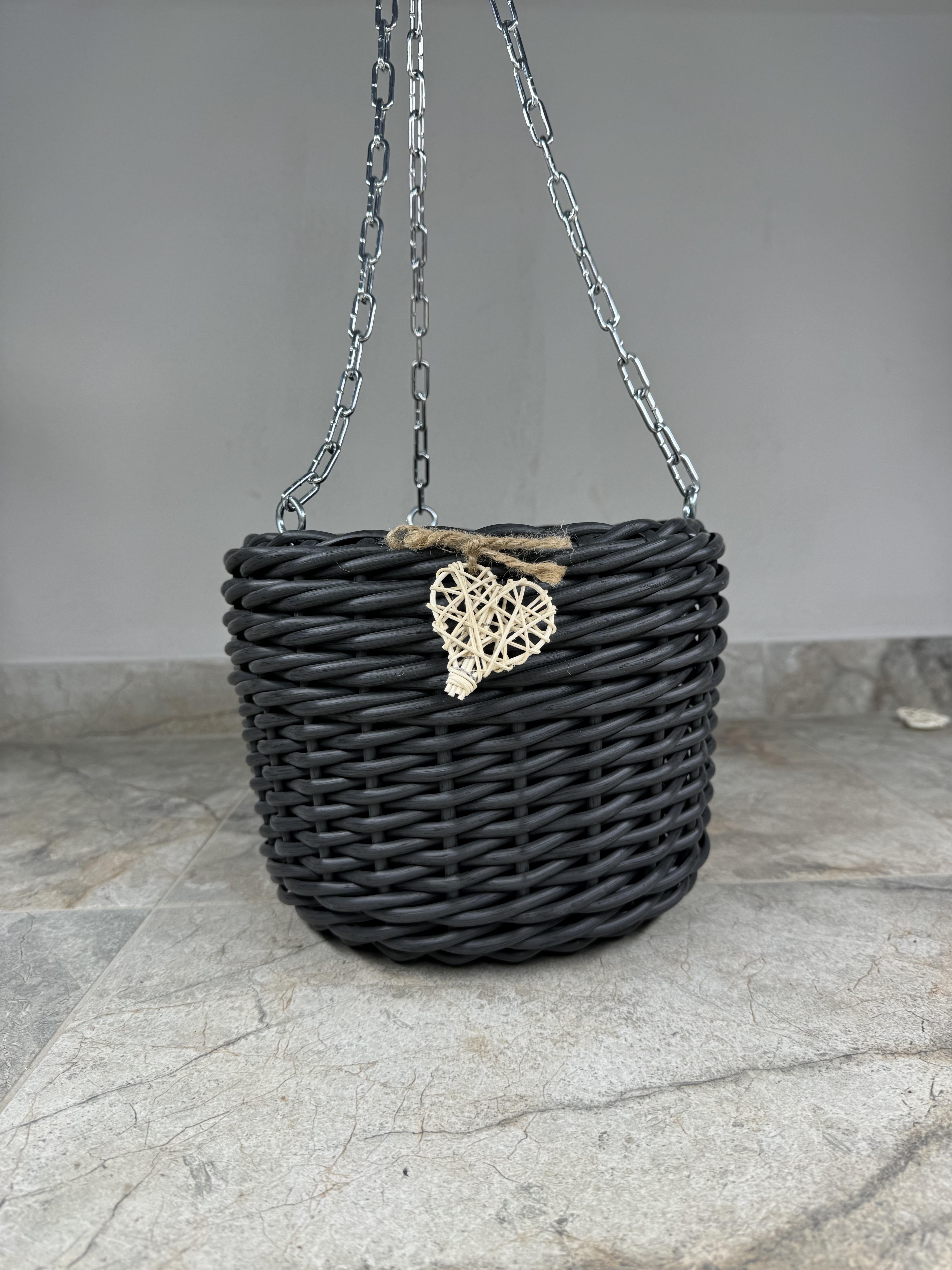 Кашпо підвісне із штучного ротангу ручної роботи 5 л Графітовий (327405) - фото 2 Кашпо підвісне із штучного ротангу ручної роботи 5 л Графітовий (327405) - фото 2