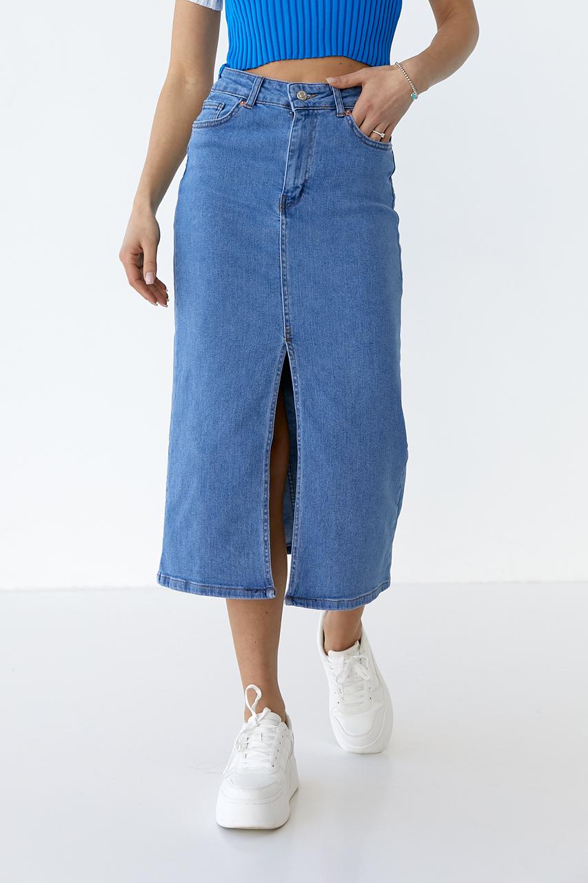 Юбка с разрезом р. 40 Голубой (10162001)